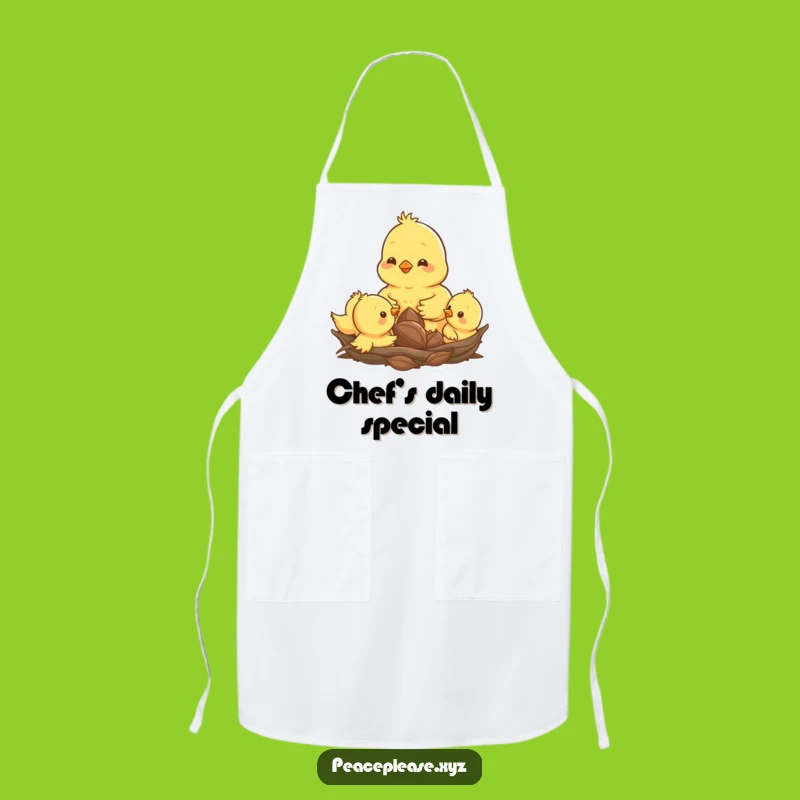 Funny Chick Family Apron: Cute Nesting Chicks, Kitchen Charm