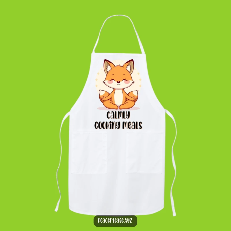 Funny Fox Kitchen Apron: Meditating Aura, Perfect Peaceful Cooking Gift