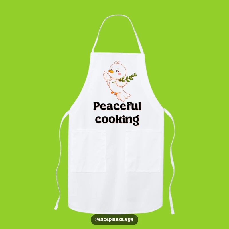 Funny Smiling Dove Apron: Kitchen Peace Olive Branch Humor