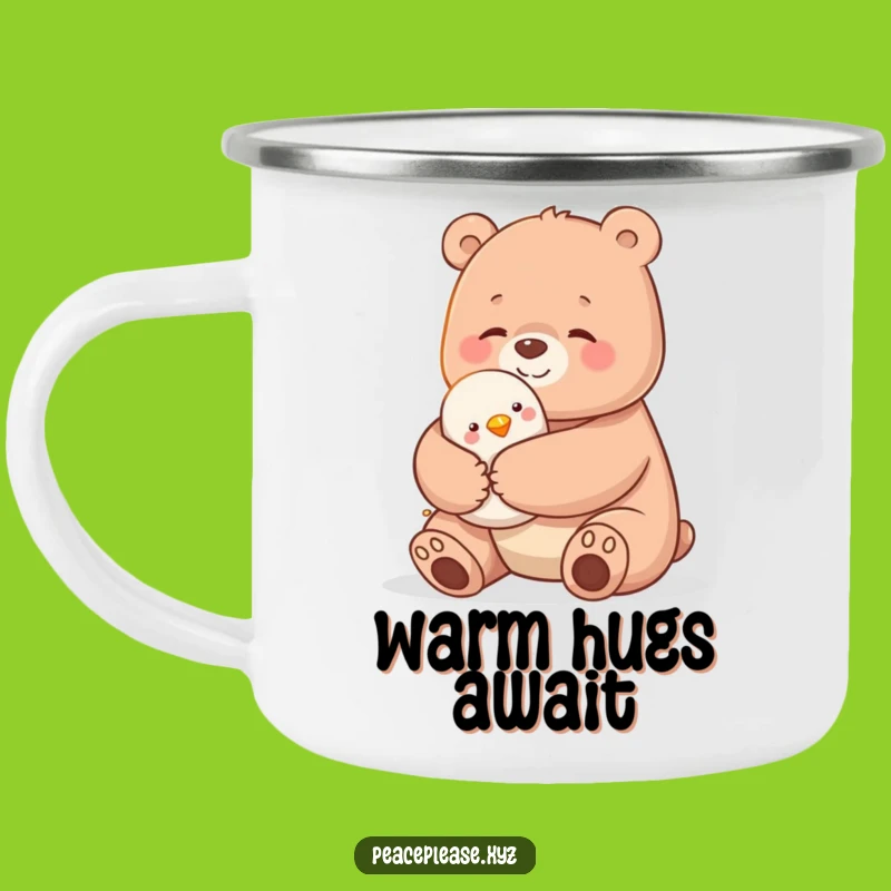 Funny Bear Hug Camping Mug: Cozy Outdoor Companion, Perfect Gift for Hikers
