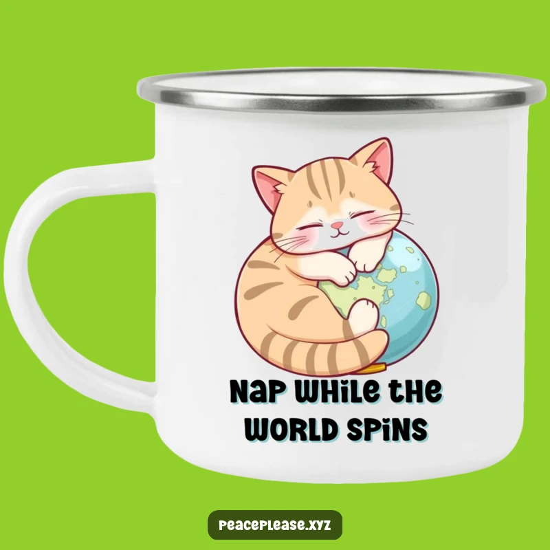 Funny Cat Globe Camping Mug: Adventure Napper, Hilarious Outdoor Gift