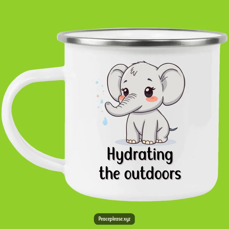 Funny Enamel Elephant Camping Mug: Sparkling Mist, Perfect Outdoor Gift