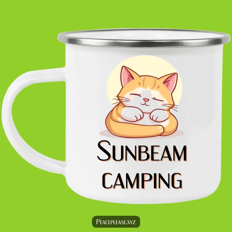 Funny Cat Nap Camping Mug: Sip Your Adventure with this Hilarious Feline Sunbeam