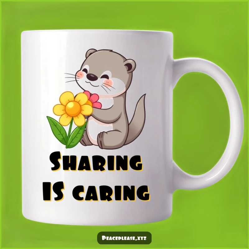 Funny Otter Sharing Flower Mug - Adorable Animal Friendship Gift