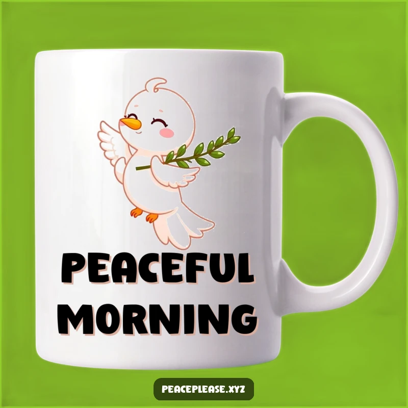 Funny Smiling Dove Peace Mug: Olive Branch Sky Humor Gift