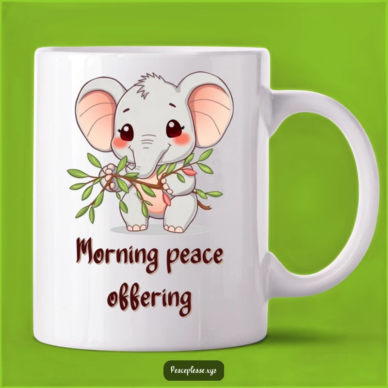 Funny Elephant Olive Branch Mug: A Peaceful Gift of Friendship and Humor