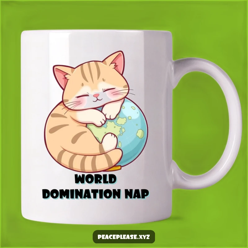 Funny Cat Globe Mug: Napping Feline World Traveler, Hilarious Gift