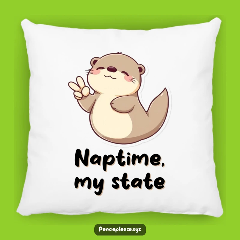 Funny Otter Peace Sign Pillow: Cozy Comfort & Hilarious Relaxation Gift!