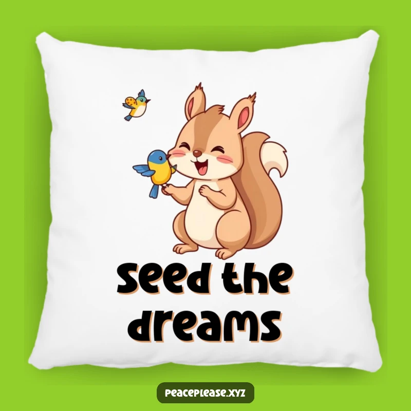 Funny Squirrel & Bird Pillow: Cozy Hilarious Woodland Accent Pillow Gift!