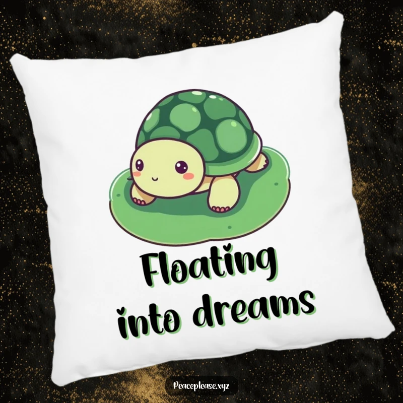 Funny Pillow featuring a serene turtle floating on a lily pad, offering plush comfort and a dose of humorous tranquility.