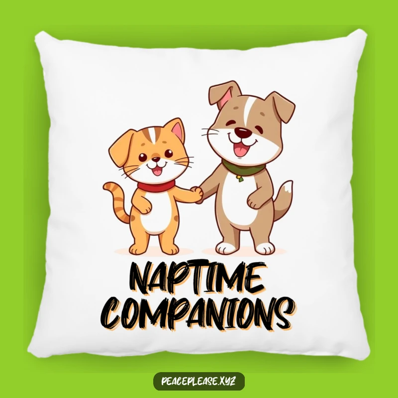 Funny Cat Dog Friends Pillow: Cozy Comfort and Friendship for Your Home