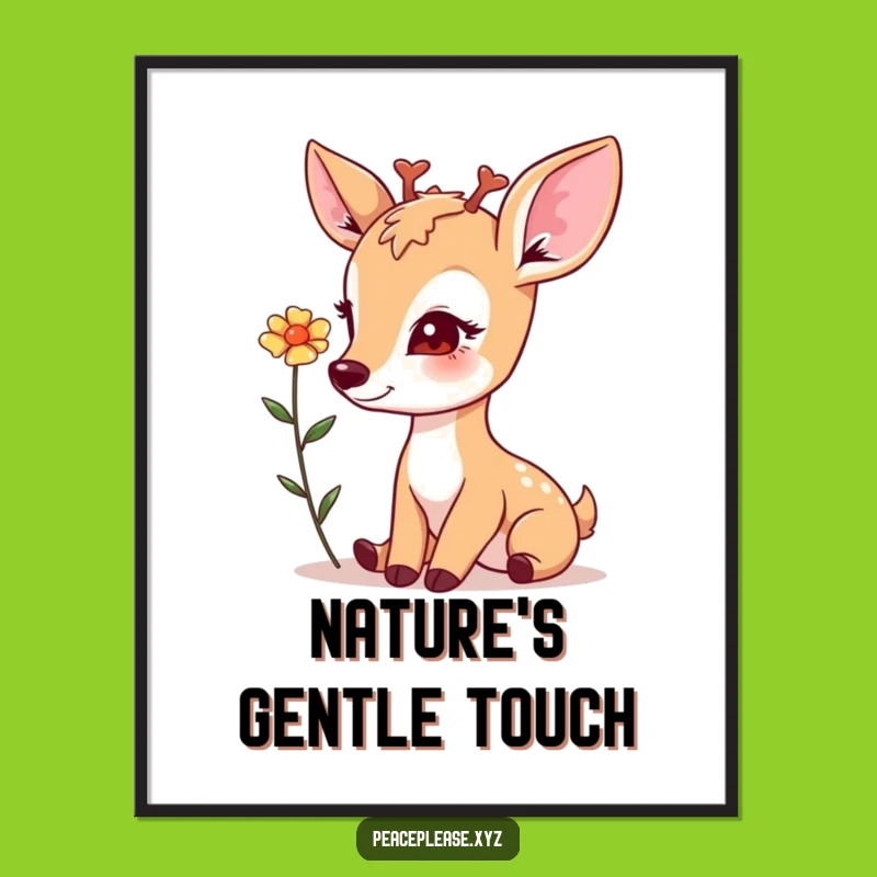 Gentle Deer Flower Digital Art - Instant Nature Decor, Perfect Thoughtful Gift