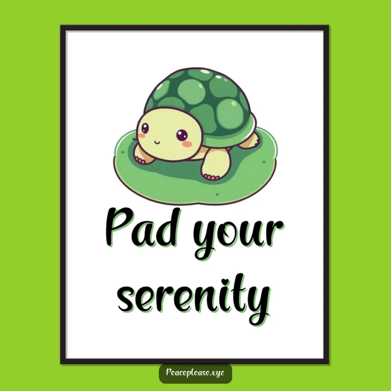 Funny Turtle Digital Art: Peaceful Pond, Hilarious Relaxing Decor