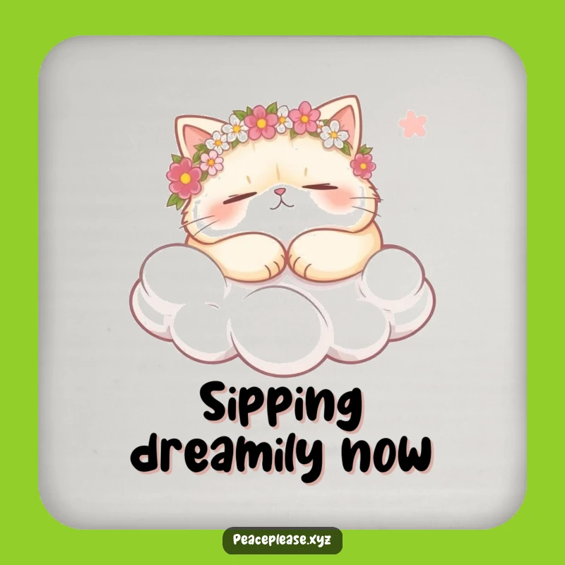 Funny Cat Cloud Nap Coaster: Snoozing Feline Drink Protector, Funny Gift