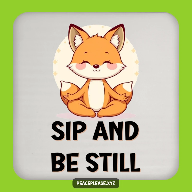 Funny Fox Yoga Coaster Set: Meditating Aura Protection, Perfect Peaceful Gift