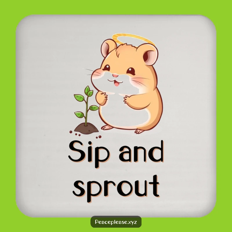 Funny Hamster Halo Coaster Set: Protect Surfaces with Adorable Peace