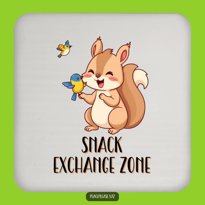 Funny Squirrel & Bird Coaster Set: Hilarious Woodland Protection for Tables!