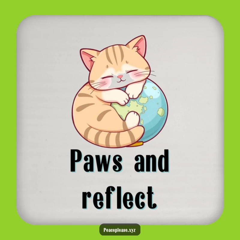 Funny Cat Globe Coaster: World Protection, Hilarious Table Decor