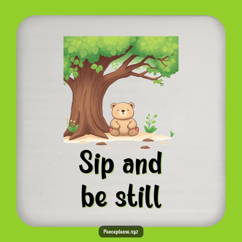 Funny Bear Coaster: Meditating Protection, Hilarious Table Gift