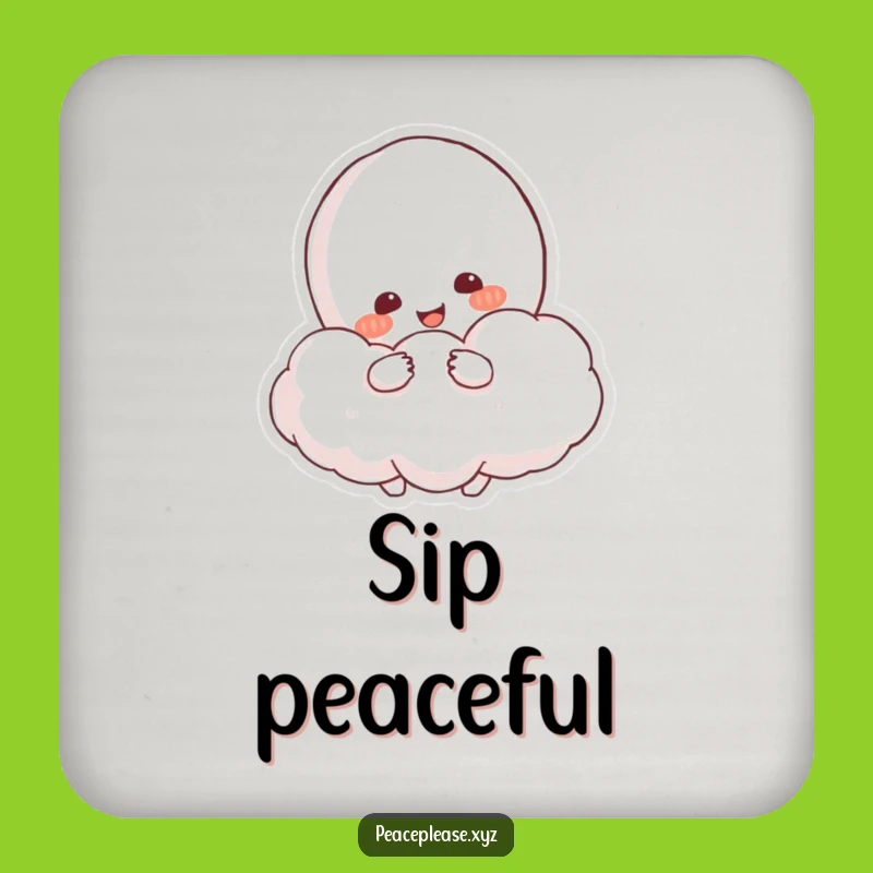 Funny Peace Cloud Hug Coaster: Add Serenity to Your Table with this Design