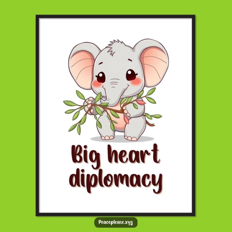 Funny Elephant Olive Branch Poster: Decorate with Peace and this Adorable Artwork
