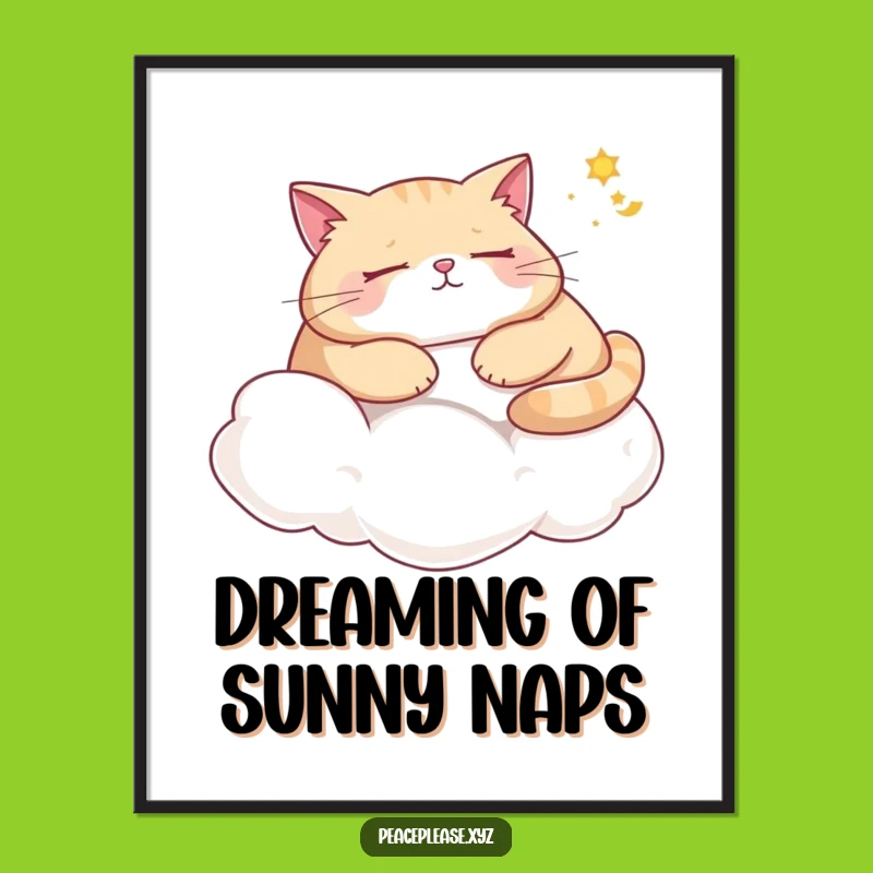 Funny Cat Cloud Nap Poster: Whimsical & Hilarious Feline Wall Art Gift