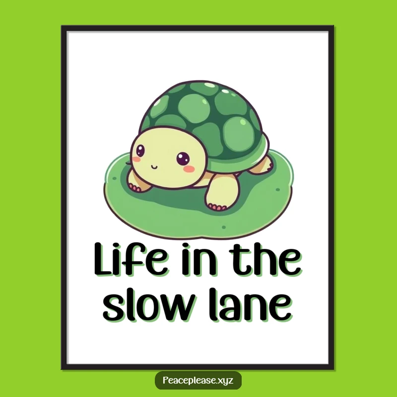 Funny Turtle Poster: Peaceful Pond Art, Hilarious Relaxation Decor