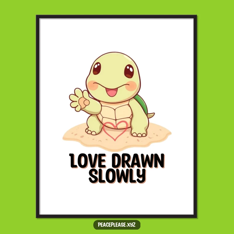Funny Turtle Heart Beach Poster: Coastal Love for Your Walls
