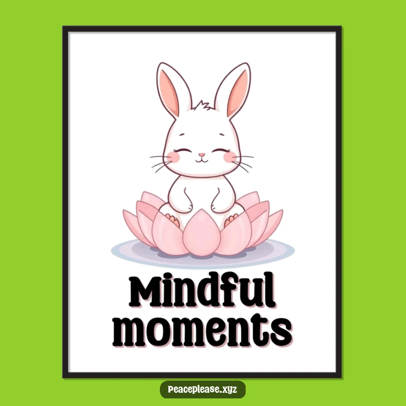 Funny Calm Rabbit Poster: Zen Lotus Meditation Art Decor