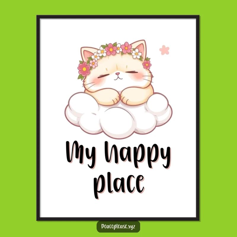 Funny Cat Cloud Nap Poster: Snoozing Feline Art for Dreamy Decor
