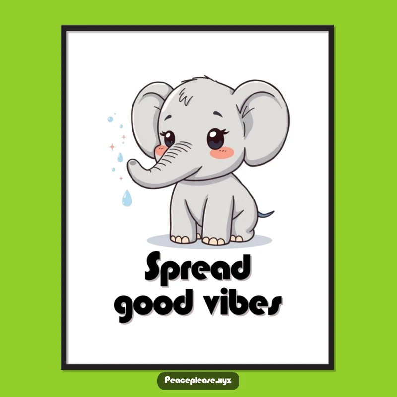 Funny Elephant Poster: Sparkling Mist Art, Perfect Cute Gift Print