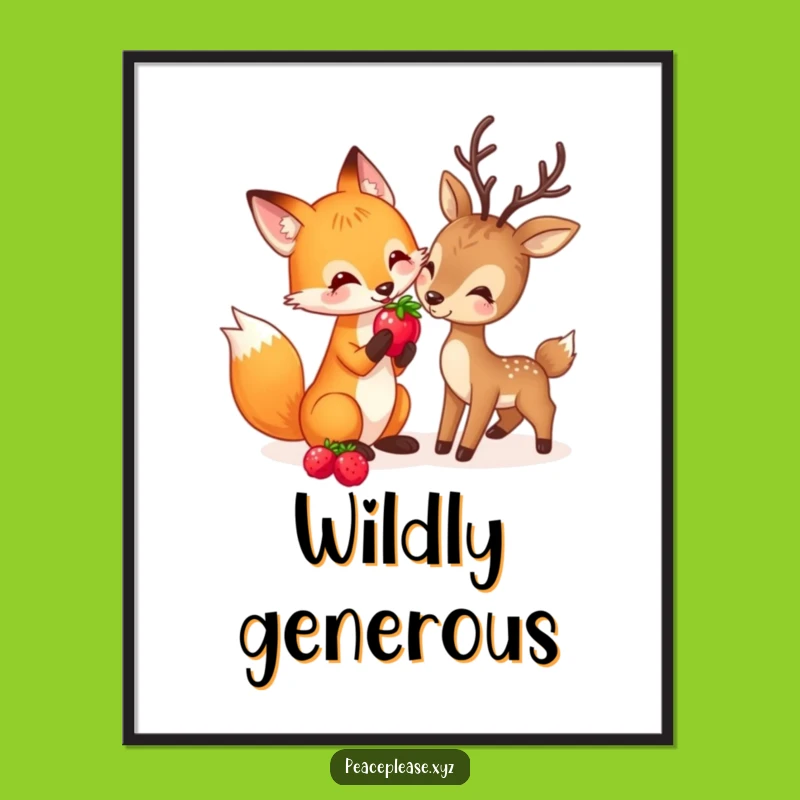Funny Fox & Deer Poster: Woodland Friendship Art, Perfect Funny Gift