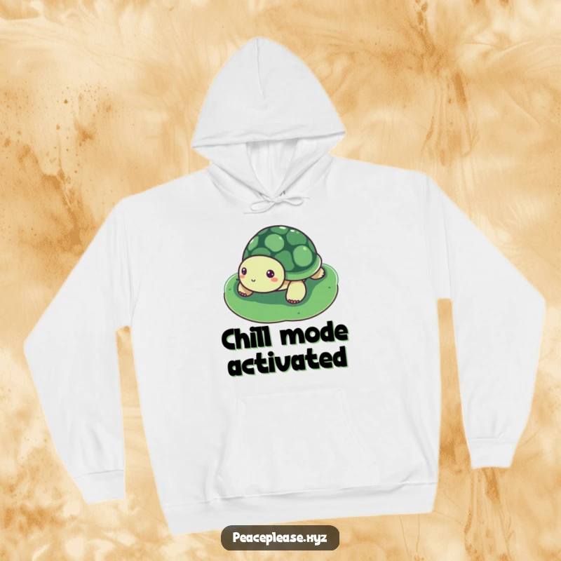 Funny Hoodie showcasing a serene turtle floating peacefully on a lily pad, offering cozy relaxation and humorous vibes.