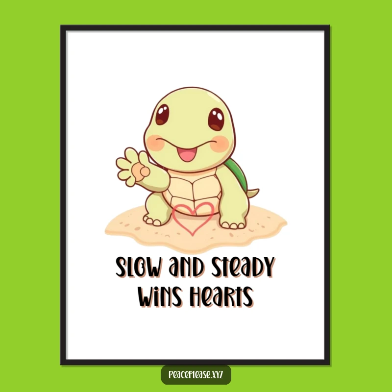 Free Printable Wall Art: Turtle Heart Paw Beach Vibe Serenity Art Print