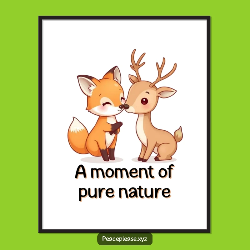 Funny Free Printable Wall Art: Fox & Deer friendship, hilarious downloadable art gift!