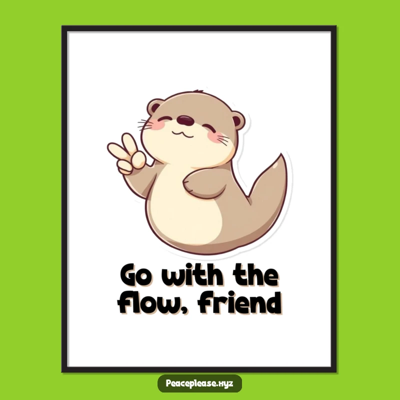 Funny Free Printable Wall Art: Otter's peace sign, hilarious downloadable art gift!