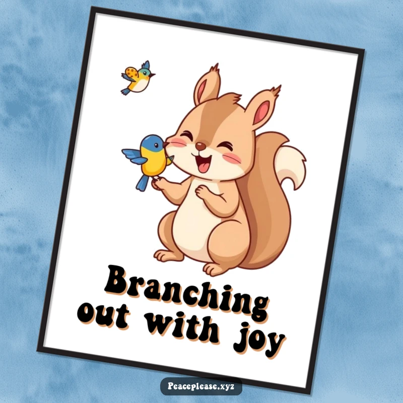 Funny Free Printable Wall Art: An adorable squirrel offers a pile of nuts, inviting joy and laughter to your decor.