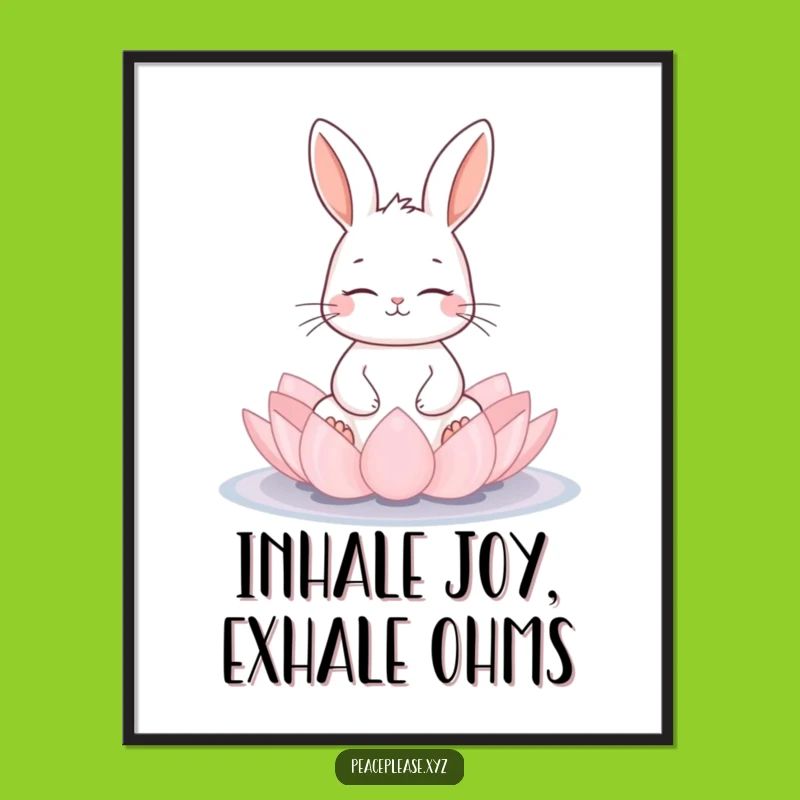 Funny Free Printable Wall Art: Zen Rabbit Lotus Meditation Calm Decor