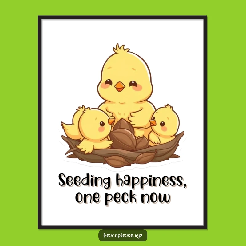 Funny Free Printable Wall Art: Happy Chick Family - Cute Downloadable Decor
