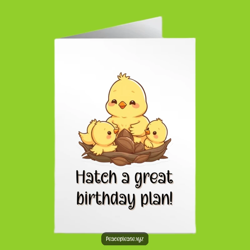 Free Printable Birthday Card: Happy Chick Family - Cute Downloadable Fun Gift