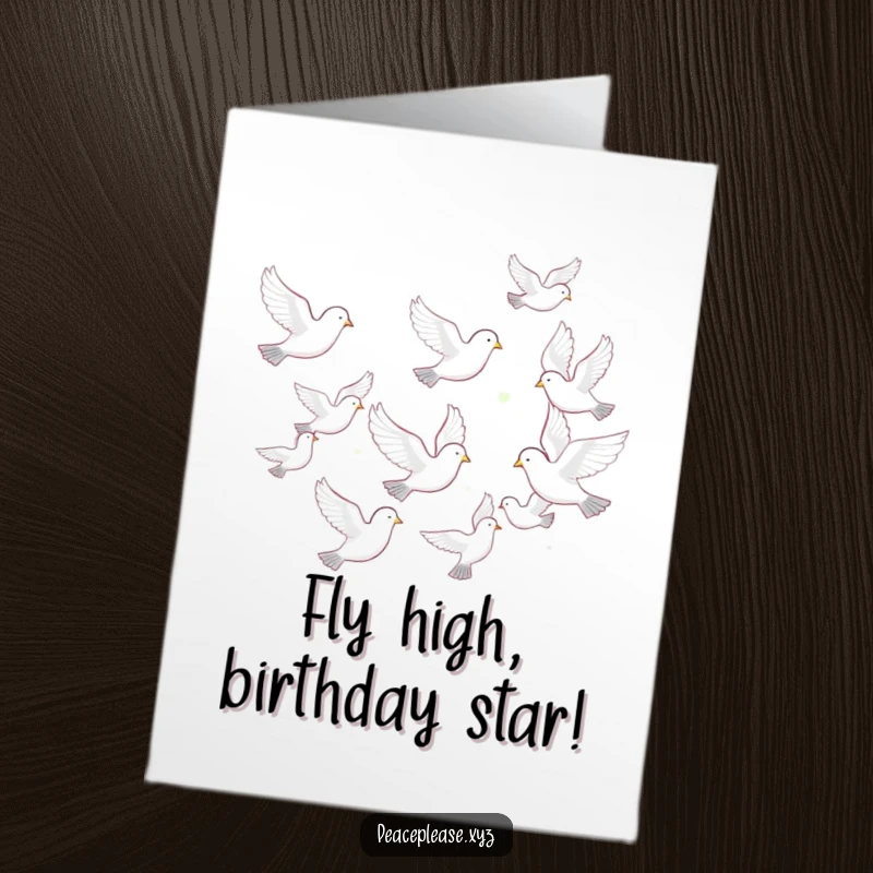Funny Free Printable Birthday Card: Flock of doves flying gracefully in formation, symbolizing peace and good wishes.