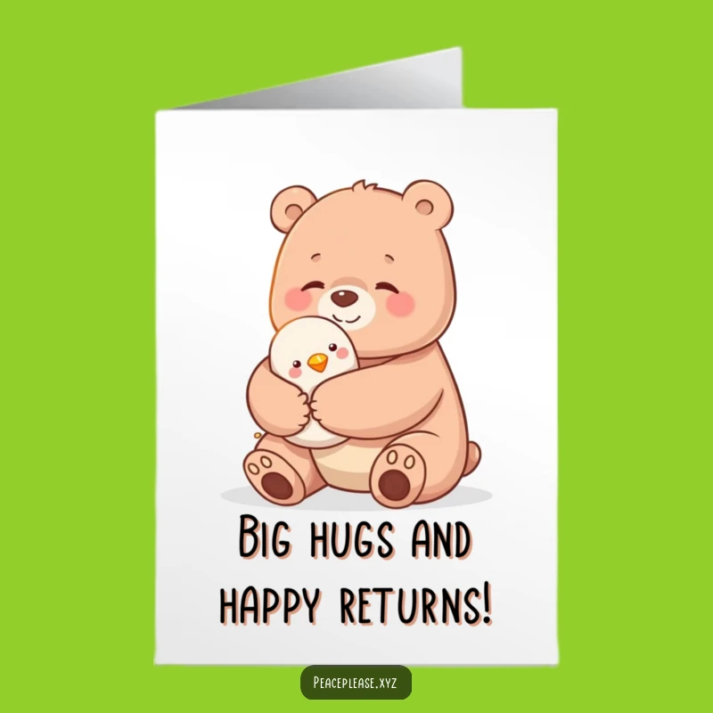 Free Printable Hug Bear Birthday Card: Funny Downloadable Gift for Animal Lovers