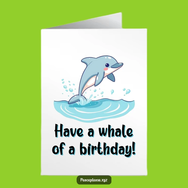 Free Printable Birthday Card: Playful Dolphin Wave, Joyful Birthday Download