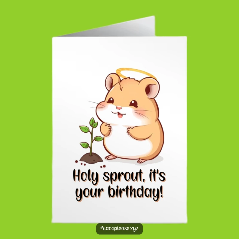 Free Printable Birthday Card: Hamster Halo Humor for a Divine Celebration