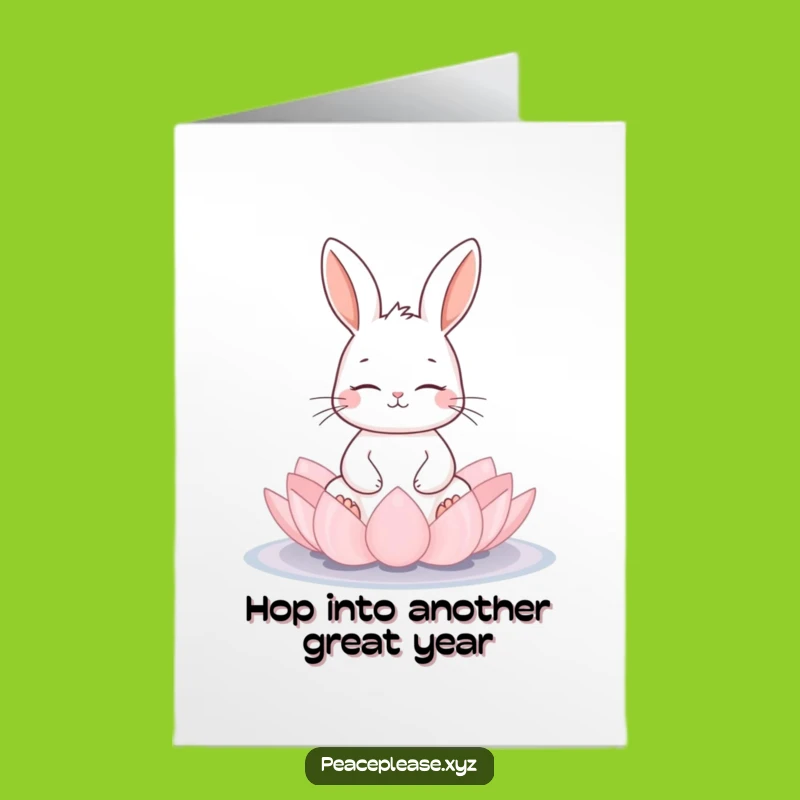 Free Printable Birthday Card: Zen Rabbit Lotus Meditation Birthday Calm