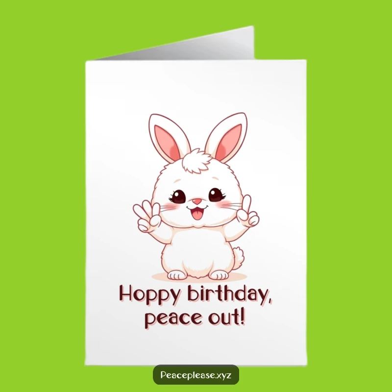 Free Printable Bunny Peace Sign Birthday Card: Hilarious Downloadable Gift for Instant Cheer!