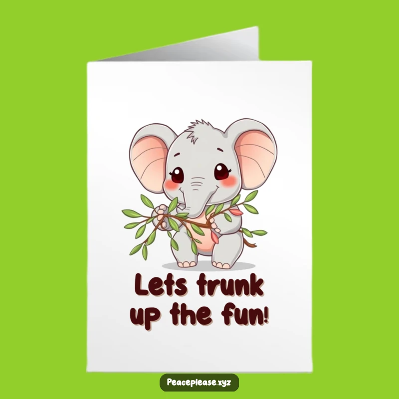 Free Printable Birthday Card: Friendly Elephant Offering Peace & Fun!