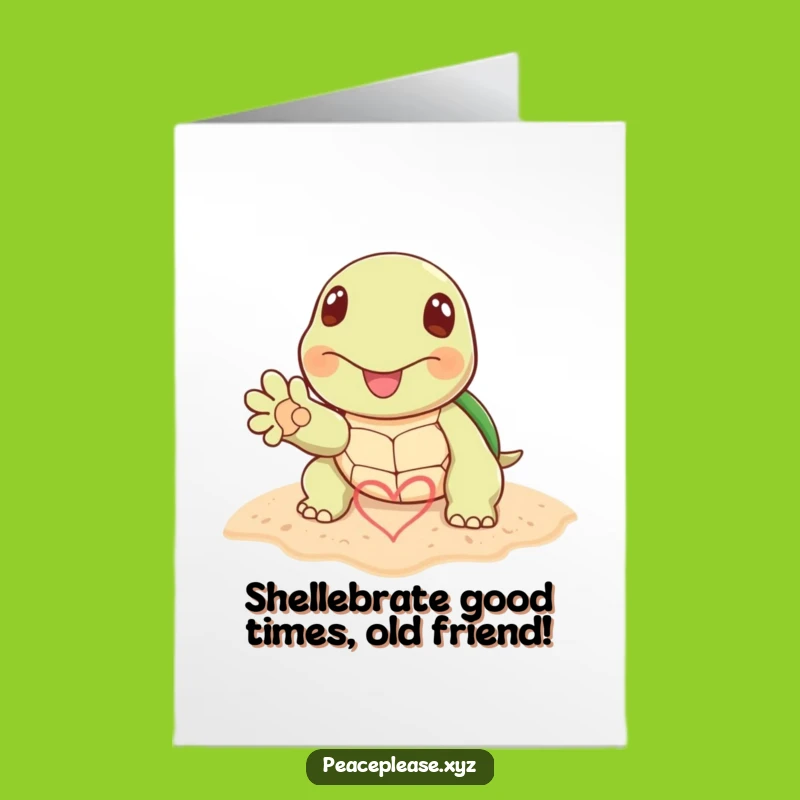 Free Printable Birthday Card: Turtle Love Heart for a Happy Day