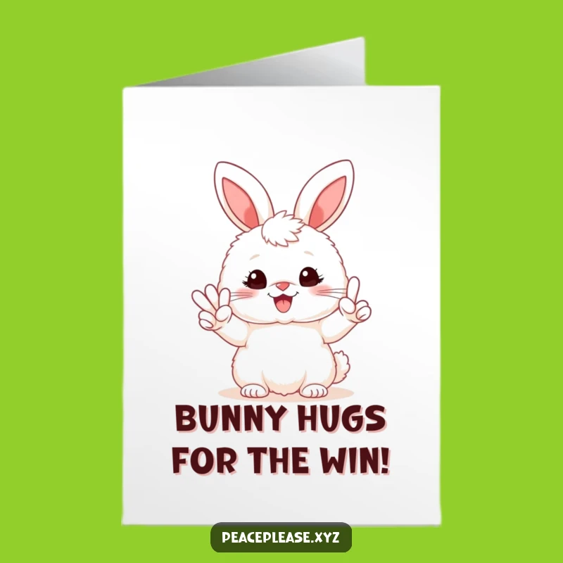 Free Printable Bunny Peace Card: Celebrate Wins with this Funny Downloadable Congratulations Greeting!