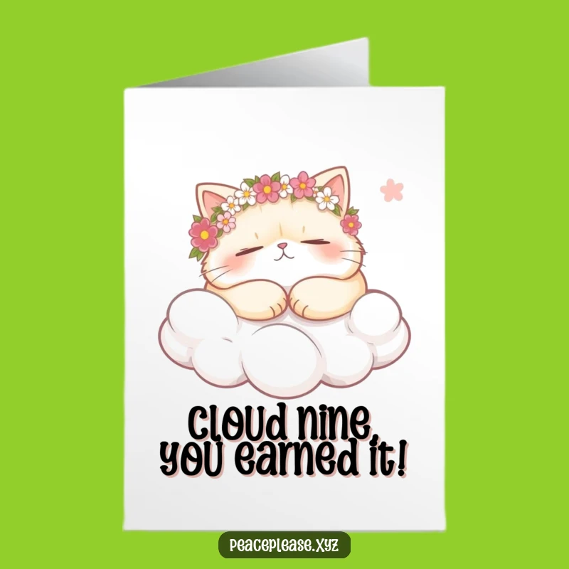 Free Printable Congrats Card: Cat Cloud Nap, Funny DIY Downloadable Gift